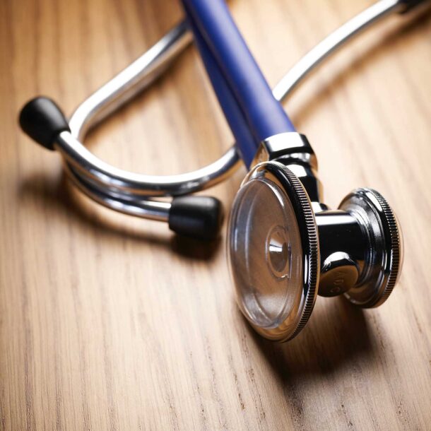 Close up image of a stethoscope.