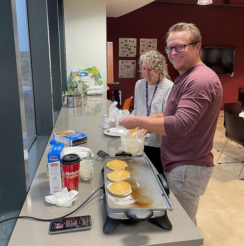 Mahoney’s Staff Appreciation Breakfast - Partners, Donna and Tom helped prepare breakfast for the staff at Mahoney. Everything was very good